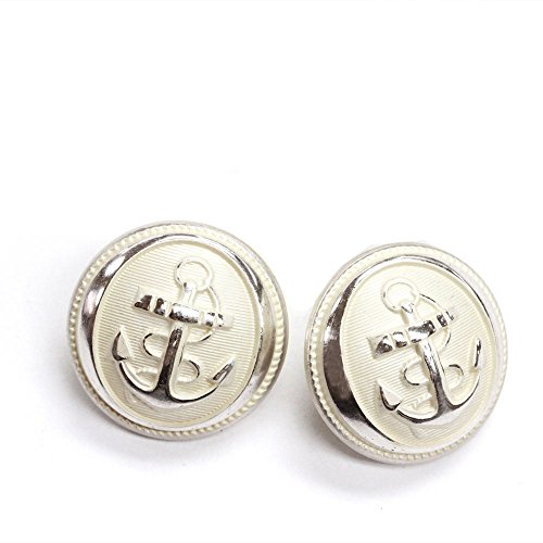 Set of 3 Hand-Polished Silver Anchor Buttons, 32 Line, Made in France
