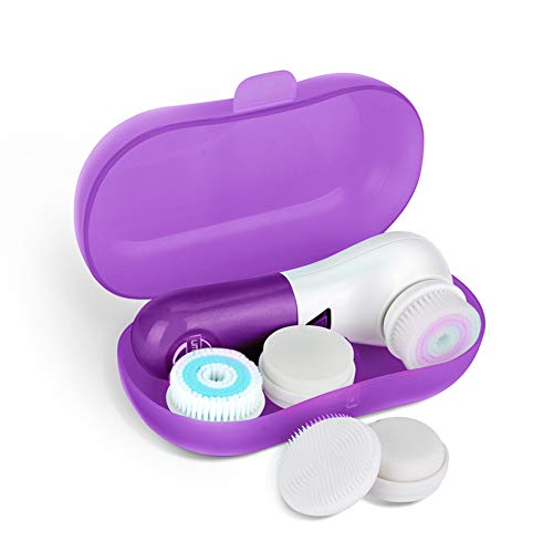 UMICKOO Facial Cleansing Brush with 5 Face Brush Heads,Waterproof Spin Cleansing System and Gentle Exfoliating for All Skin Types(Purple)