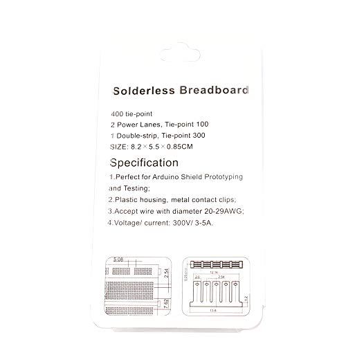 Eiechip Breadboard Solderless Prototype PCB Board with 400 Tie Points Solderless Prototype Kit Universal PCB Bread Board Plus 2 Power Rail and Adhesive Back for Small DIY Kits 3pcs