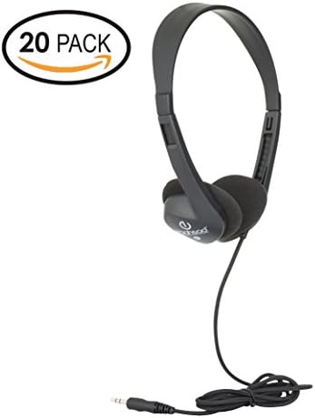 Egghead EGG-IAG-1000FA-BK-SO-20 Heavy-Duty Stereo School Headphones W/Tangle-Free Cord (Pack of 20)-, Black