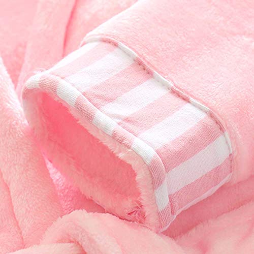 iZHH Baby Boys Girls Kids Bathrobe Cute Cartoon Animals Print Hooded Towel Pajamas Clothes(Pink,3-4T) - Thumbnail 4