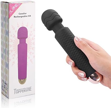 Topperone Cordless Therapeutic Wand Massager Waterproof USB Rechargeable 25 Pulsating Patterns Vibration &amp; 8 Powerful Speeds For Women(Black) (black)