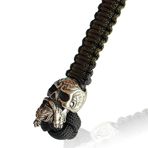 Handmade Paracord Lanyard Keychain - Celtic Skull - Custom EDC Lanyards for Knife - Unique Paracord Keychains for Men