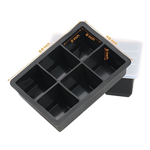 XXL Silikon Eiswürfelform mit Deckel für 6 Jumbo Eiswürfel Eiswürfelbereiter für Whisky, Cocktails und Getränk 48 x 48mm… – Bild 5
