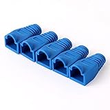 AMPCOM RJ45 Modular Plug Cap, Low-Smoke Zero Halogen Strain Relief Boot- 100 Pack Blue