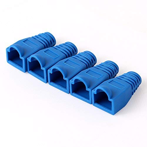 AMPCOM 100 Pcs RJ45 Connector Strain Relief Boots Cover for CAT5/5E/6 Ethernet Cable-Low-Smoke Zero Halogen (Blue)