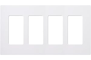 Lutron Claro 4 Gang Decorator/Rocker Wallplate, Gloss | CW-4-WH | White