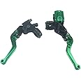 HARIFOGER Universal Motorcycle 7/8" 22mm Brake Master Cylinder Reservoir Handlebar Clutch Lever CNC Left & Right Set Compatible with Honda Kawasaki Suzuki Yamaha Dark Green
