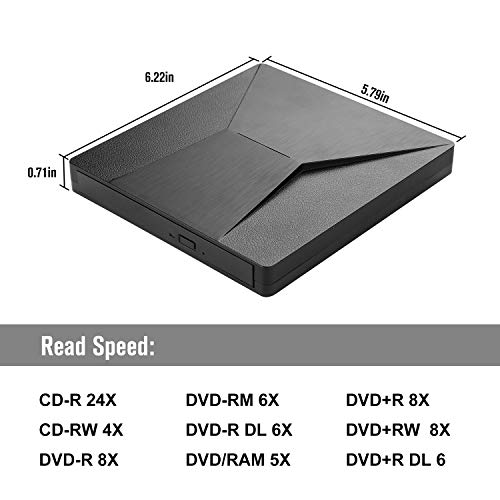 MMUSC External CD DVD Drive,Type C USB 3.0 Slim Portable External CD DVD Drive Burner Optical Drive CD+/-RW DVD +/-RW Superdrive Disc Duplicator Compatible with Mac/MacBook Pro/Air/iMac/Laptop/Windows - Thumbnail 5