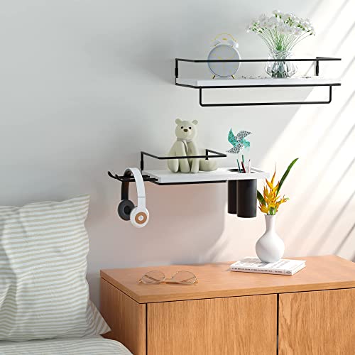 ZGO Floating Shelves for Wall Set of 3, Wall Mounted Storage Shelves with Metal Frame
