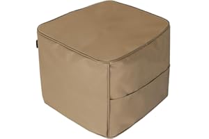 ROTOT Ottoman Pouf Square Shape, Foot Rest Faux PU Leather, Unstuffed Bean Bag Shell for Storage Solution, Hassock Pouffe Decoration for Living Room Balcony Office Outdoor (Light Brown)