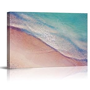 Canvas Wall Art Beach Blue Sea Water Painting Artwork for Home Prints Framed - 12x18 inches