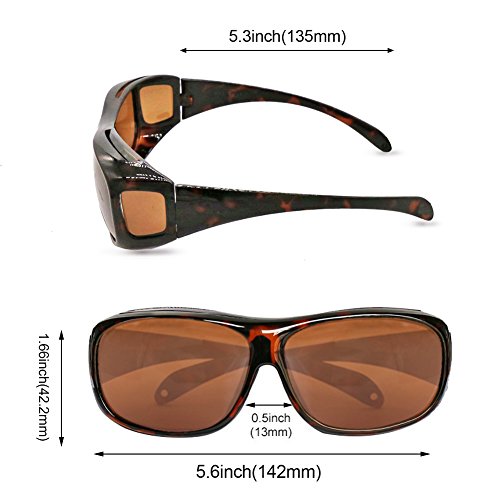 Solar Shield Fits over Glass Sunglasses for Driving Flying Boating Fishing and Snowing by Yonovo,Leopard - Thumbnail 5