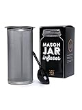 Mason Jar Infuser Filter Fits All Wide Mouth Jar - Cold Brew Coffee Tea Maker At Home - Free Spoon - 150 Micron Mesh - 304 Stainless