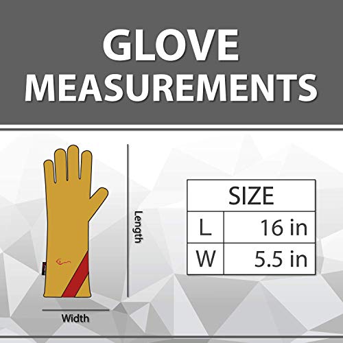 SAFE HANDLER Prime Welding Gloves with Kevlar Thread Protection | Reinforced Thumb and Palm, Heat Resistant for oven, MIG welding, TIG welder, Grill, Fireplace, BBQ, Animal Handling, 16 inch, 1 Pair - Thumbnail 2