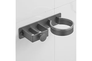 Wall Mounted Holder For Hair Dryer & Straightener, 2 in 1 Blow Dryer Holder, Bathroom Hair Styler Tool Organizer Storage Rack