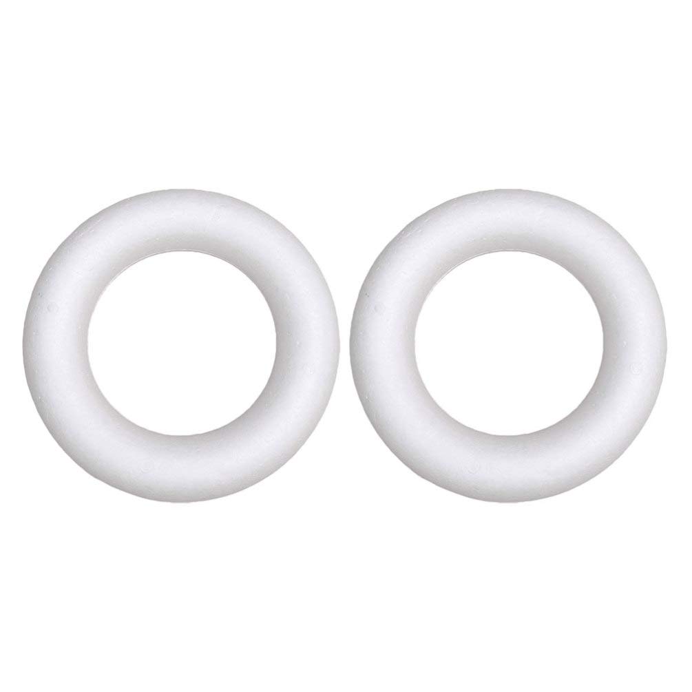 2pcs Light Circular Ring Art Painting Material Model, White Foam Wreath Rings for DIY Craft Making, 8.54 X 1.73 Inches, Ideal for Christmas Floral Arranging and Home Decoration