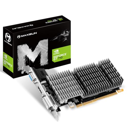 MAXSUN GeForce GT 710 External Graphics Card 2GB GPU (64 bit VGA, DVI-D, HDMI, Low Profile Ready PCI Express Graphics Card)
