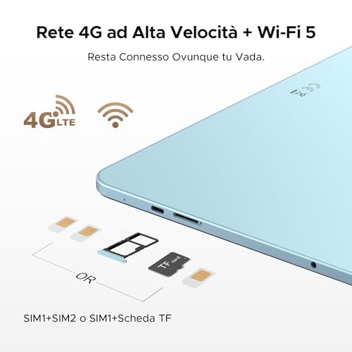 P13 Pro Tablet 13 Pollici, IPS 2.4K, 120Hz,T7280 Octa-Core, 48GB+256GB(TF 2TB), 12000mAh/18W, 16MP+8MP, 4G LTE, Gemini AI Tablet android 16, Face ID/WiFi5/GPS/FM/con Tablets Tastiera e Penna, Blu