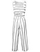 FANCYINN Women Stripe Print Sleeveless Zipper Back Long Jumpsuit Romper Casual Style