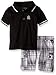 Calvin Klein Baby-Boys Black Jersey Polo Shirt and Yarn Dyed Plaid Shorts
