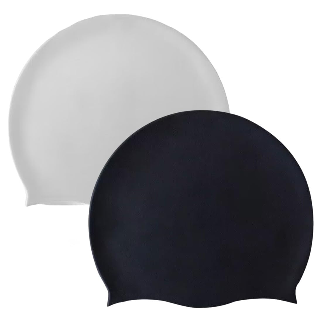 DEFGNOP 2 Classic Silicone Unisex Swimming Cap, Soft and Resistant Cap, Black, Silicone, Unisex-Adults, Fitness Swimmers, Men, Women
