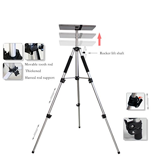 Drsn Universal Aluminum Tripod Projector Stand Laptop Tripod Stand Computer Laptop DJ Equipment Holder Mount Height Adjustable for Stage or Studio Use with Plate and Carrying Bag