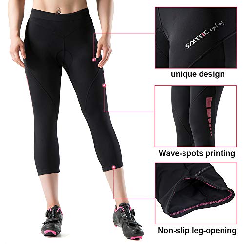 image for Santic Cycling Shorts Women 3D Padded 3/4 Bike Shorts Anti-Slip Bicycl