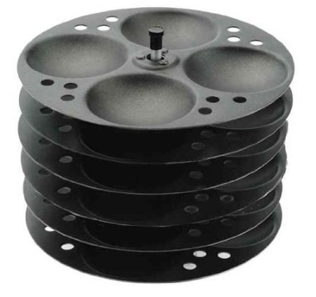 Tabakh Non-Stick 6-Plates Racks Idly Stand, 24 Idlis,Black,Large