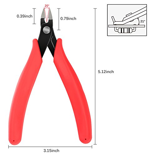 VAKOO Wire Flush Cutter 5-Inch VK-Ita Micro Diagonal Cutting Pliers for Electronics and Jewelry Marking- Red