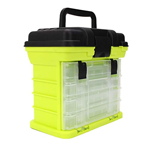 ZHUSHI Angelwerkzeugkasten Mehrschichtige Fischköder Behälterbox PP + ABS Kunststoffgriff Angelköder Angelhaken…