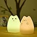 Litake Cat Kids Night Light, Rechargeable Cute Silicone Cat Night Light Lamp, Color Changing Cat Lamp Nursery Nightlight for Kids Baby Children (Rich Cat)
