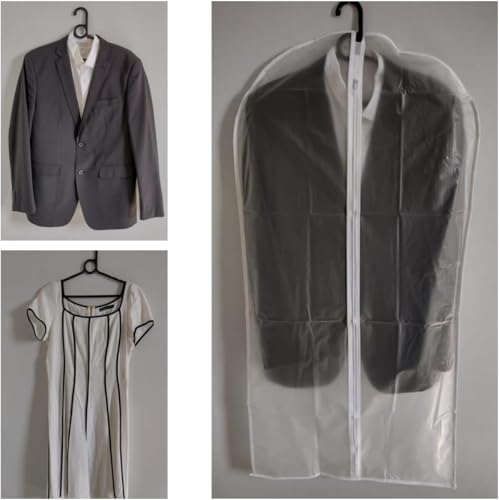 Kit 5 Capas Protetoras para Roupas com Zíper Transparente, 60x120cm, Impermeável e Anti Poeira, Ideal para Terno, Vestido, Casaco, Jaqueta e Organização de Guarda-Roupa