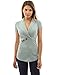 PattyBoutik Women Shawl Collar Short Sleeve Blouse (Light Heather Green Medium)