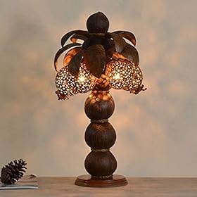 N/Z Daily Equipment Multifunctional Desk Lamp Coconut Shell Art Deco Lamps Southeast Asian Style Table Lamp Bedroom… 41dc4GVNiuL