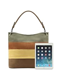 Plambag - Bolso de mano de piel sintética, diseño de rayas, varios colores