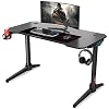 Gaming Desk – Dripex Gaming Computer Desk 44.5″, T Shaped PC Gaming Table Professional Gamer Workstation for Home Office, Racing Style Gamer Desk Study Table with Cup Holder, 2 Headphone Hooks, Black