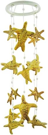 Clay Motif Coastal Sea Turtles and Starfish 19 Inch Wind Chimes Garden Decor