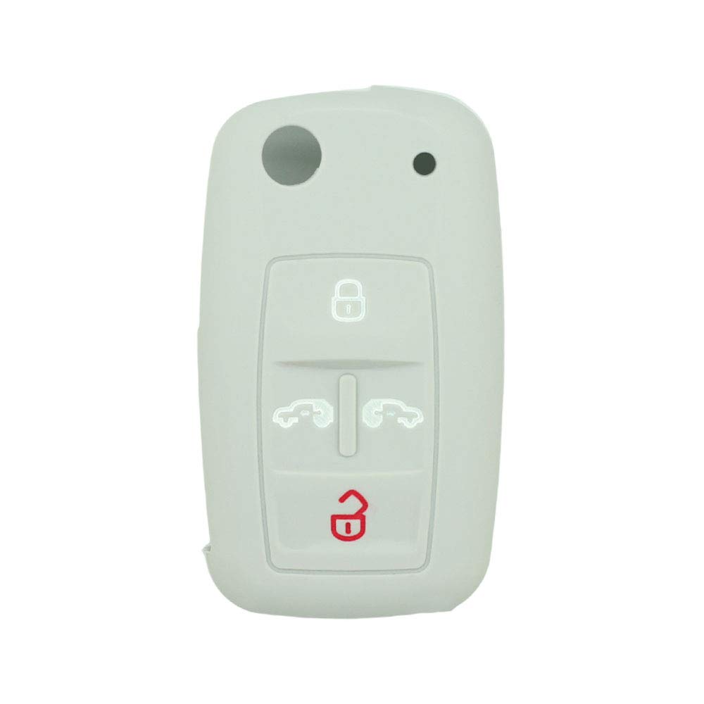 BROVACS Silicone Cover Protector Case Holder Skin Jacket Compatible with VOLKSWAGEN Multivan Sharan Caravelle Transporter Caddy SEAT Alhambra 4 Button Flip Remote Key Fob CV9808 Grey — image 1