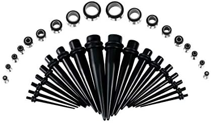 HuayoRong 36Pcs Ear Stretching Kit Acrylic Tapers and Stainless Steel Plugs for Women Set Eyelet Body Piercing Jewelry 00G- 14G