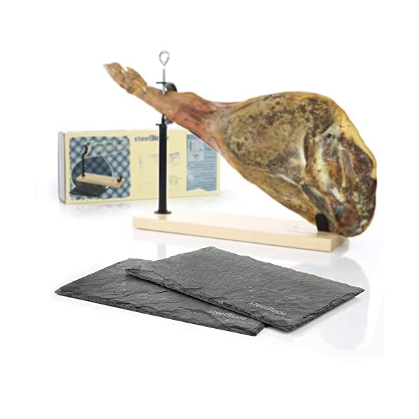 Steelblade - Jamonero en Madera Lacada + Regalo 2 Platos de Pizarra