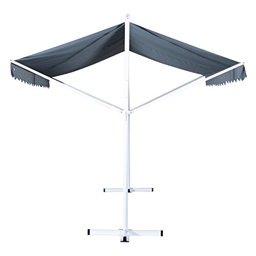 Outsunny Standmarkise Gartenmarkise Markise mit Faltarm Kurbel Terrasse Grau 4,5x3,4m – Bild 5
