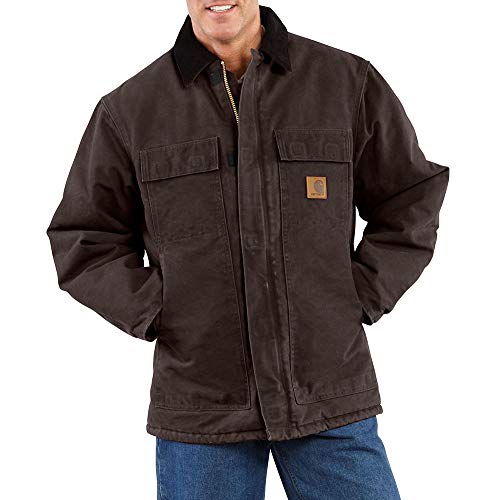 Carhartt Men's Big & Tall Arctic-Quilt Lined Sandstone Duck Traditional Coat C26,Dark Brown,X-Large Tall