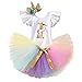 TTYAOVO Baby Girl 1st Birthday 3pcs Unicorn Outfits with Headband & Romper & Skirts Size 1 Years Pink