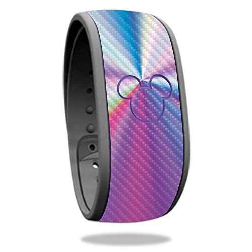 MightySkins Carbon Fiber Skin for Disney MagicBand - Rainbow Zoom | Protective,…