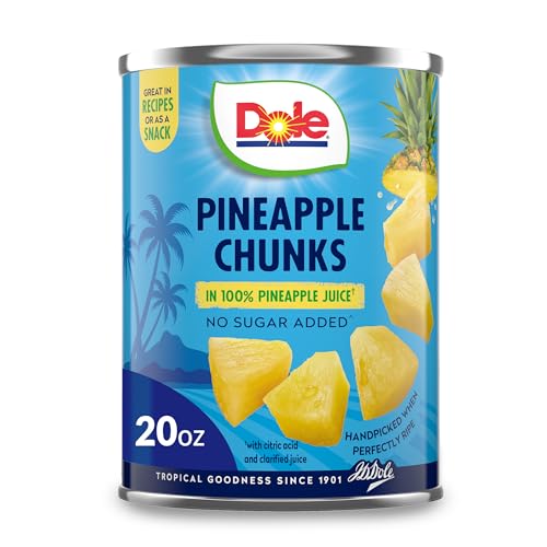 DOLE CANNED FRUIT, PINEAPPLE CHUNKS IN 100% PINEAPPLE JUICE, GLUTEN FREE, PANTRY STAPLES, 20 OZ, PACKAGING MAY VARY