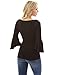 PattyBoutik Women Boatneck Elbow Bell Sleeve Blouse (Black Small)