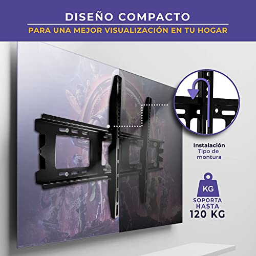LINK BITS C50120N33 Soporte de TV Fijo para Pantallas de 50” a 120” Pulgadas, Base para televisores Colgante, Reforzado y Resistente para monitores de hasta 120 kg y VESA de hasta 900x600mm.