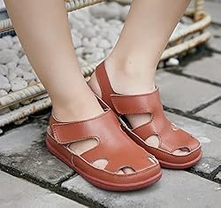 DADAWEN Boy's Girl's Leather Soft Closed Toe