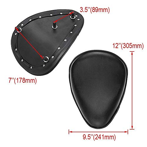 Black Leather Solo Seat 3" Spring Mounting Bracket Kit For Honda Yamaha Kawasaki Suzuki Sportster Bobber Chopper
